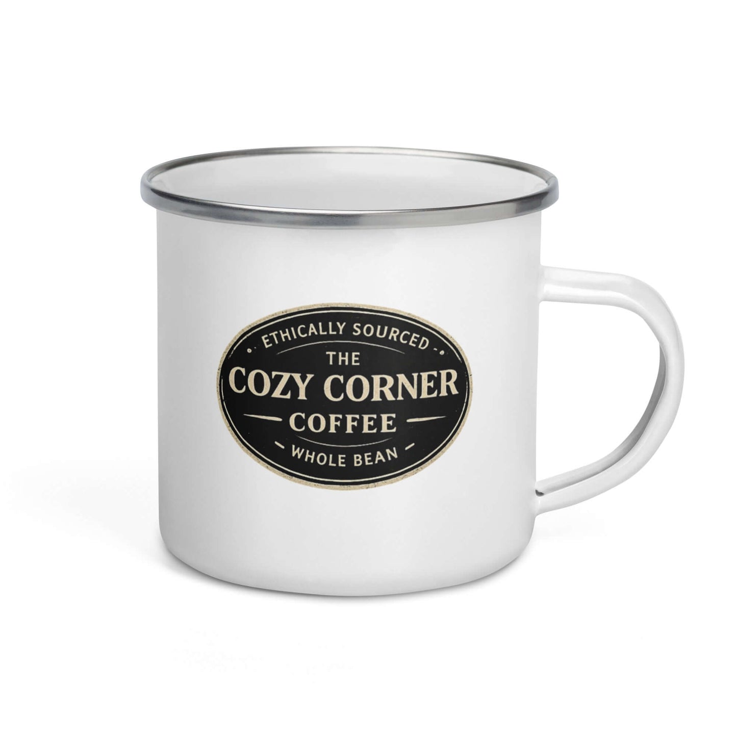 White Enamel Mug with Black Rim
